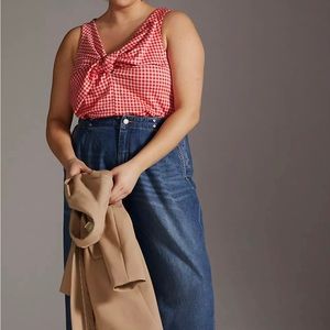 Anthropologie Eva Franco Gingham Bow Top NWT. Size XL